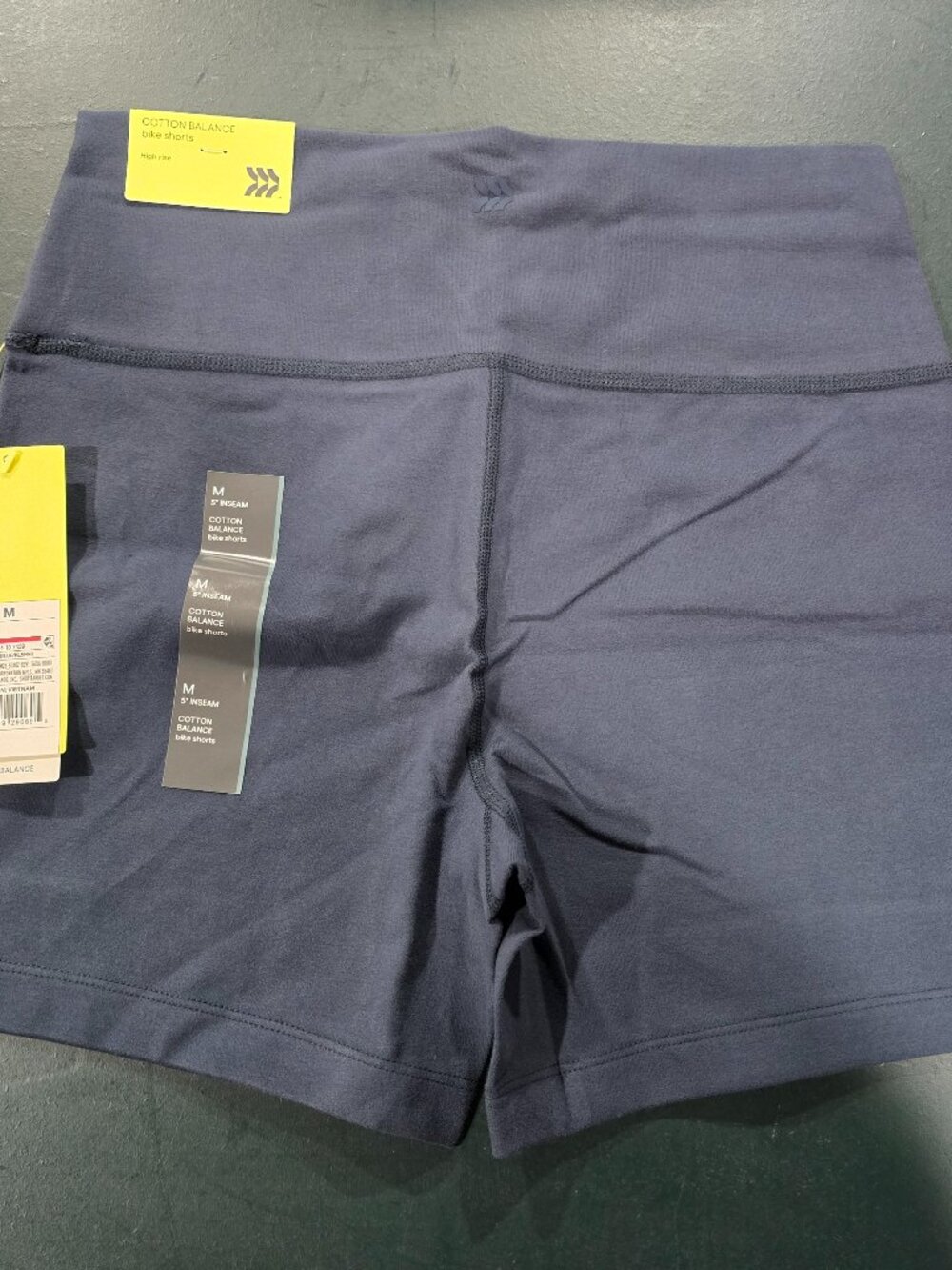 Women's High-Rise Cotton Balance Bike Shorts 5" - Navy Blue M